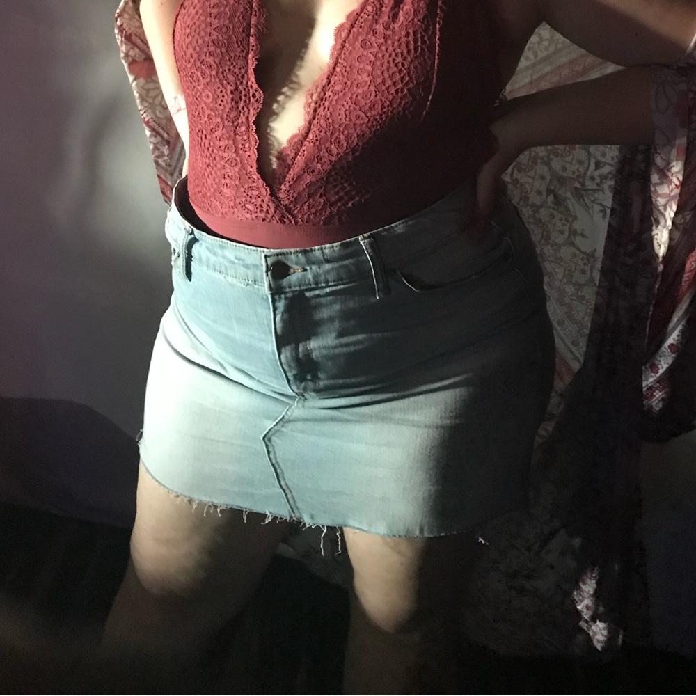 Universal Thread distressed denim mini skirt